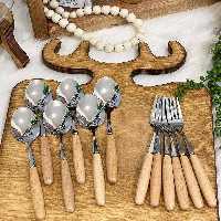 قاشق چنگال دسته چوبی