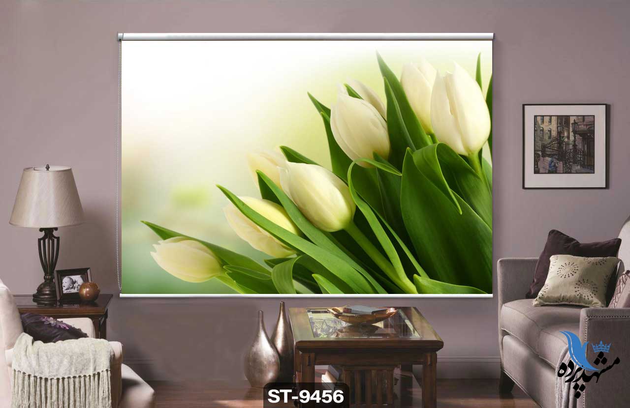 پرده شیدرول تصویری طرح گل لاله کد ST9456