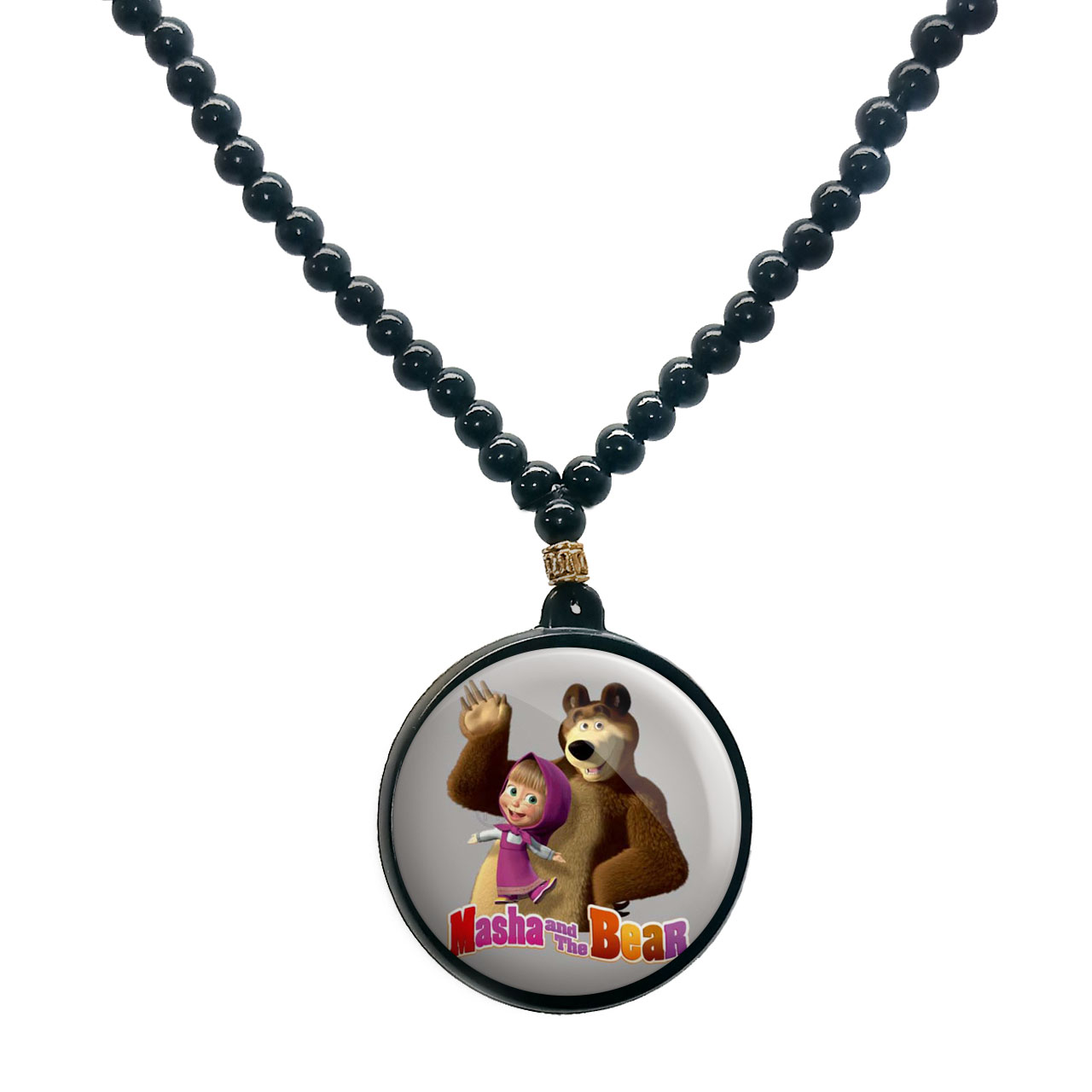 گردنبند پرمانه طرح ماشا ومیشا کد pmd.11816 مدل دو طرفه