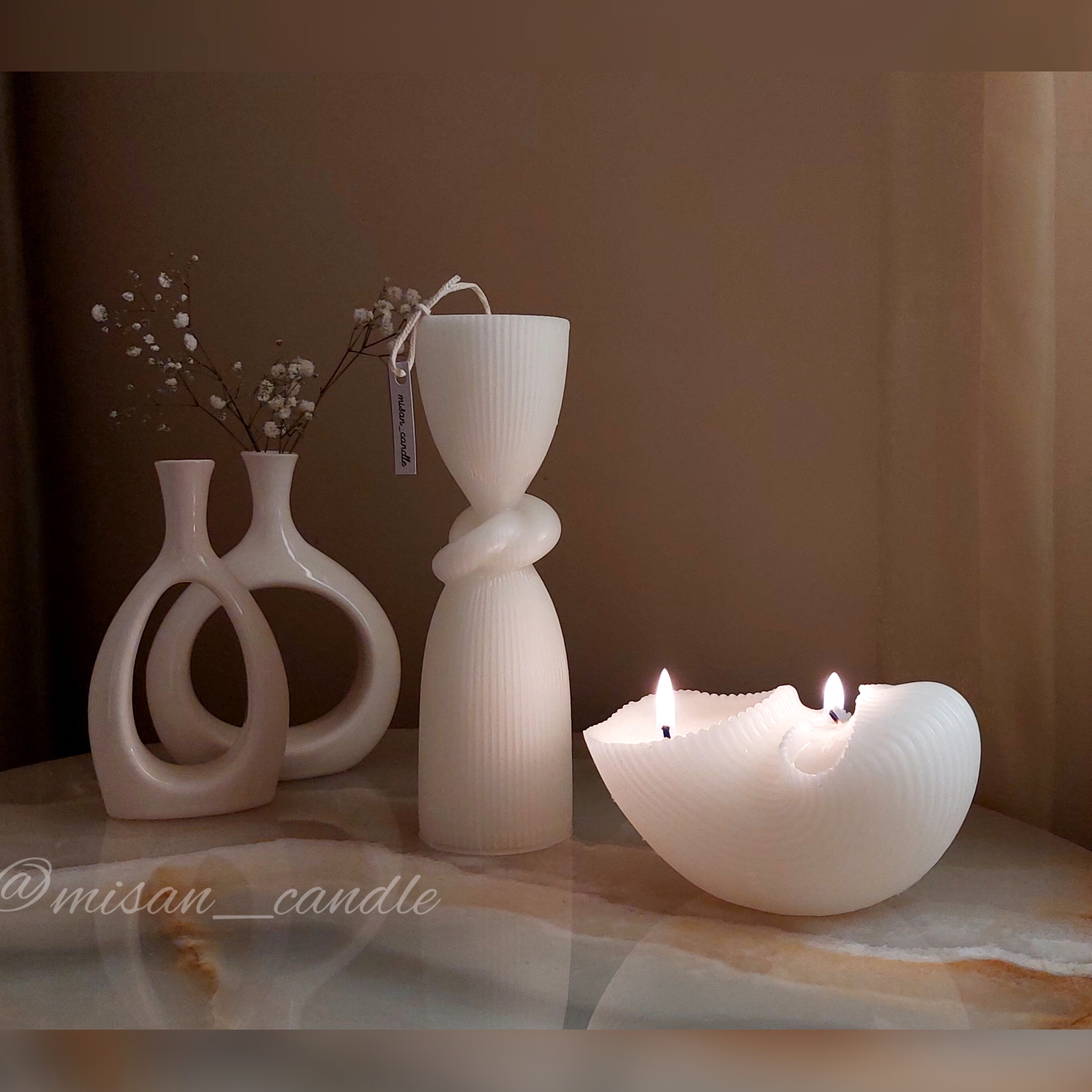 شمع استوانه گره (لوپ) و شمع صدف حلزونی (باهم)