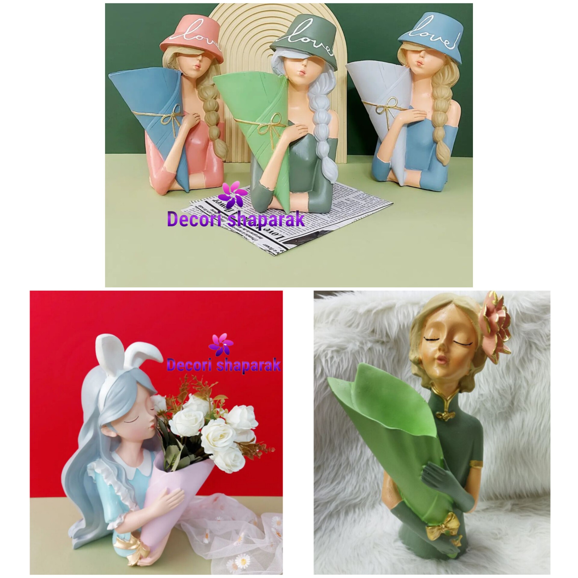 مجسمه دکوری دختر گلدانی (گلدان بزرگ ) ارسال رایگان