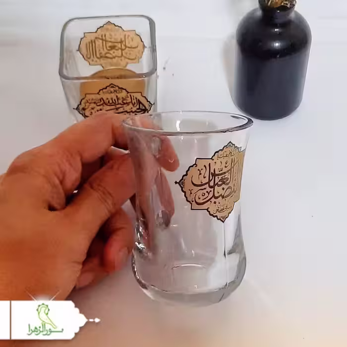 استکان کمرباریک دسته دار طرح مذهبی 5 دست