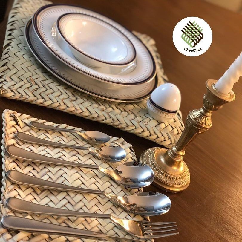 زیربشقابی حصیری چهارگوش طول و عرض 25 سانتی متر