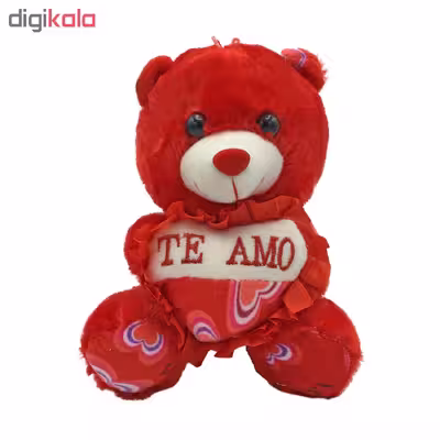 عروسک طرح خرس TE AMO کد 855 ارتفاع 20 سانتی متر