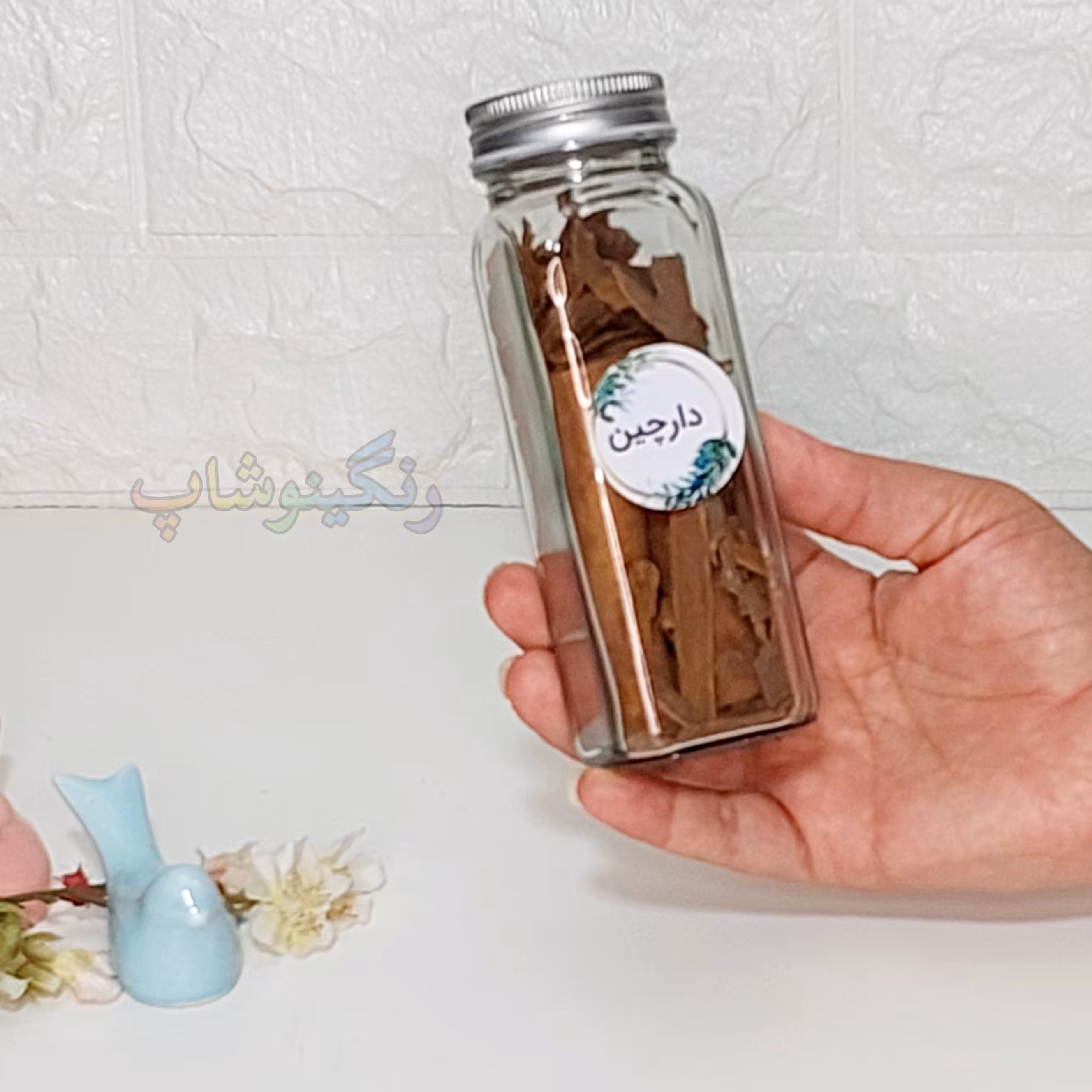 شیشه ادویه سایز 1 مکارتی 14 سانتی چهارگوش