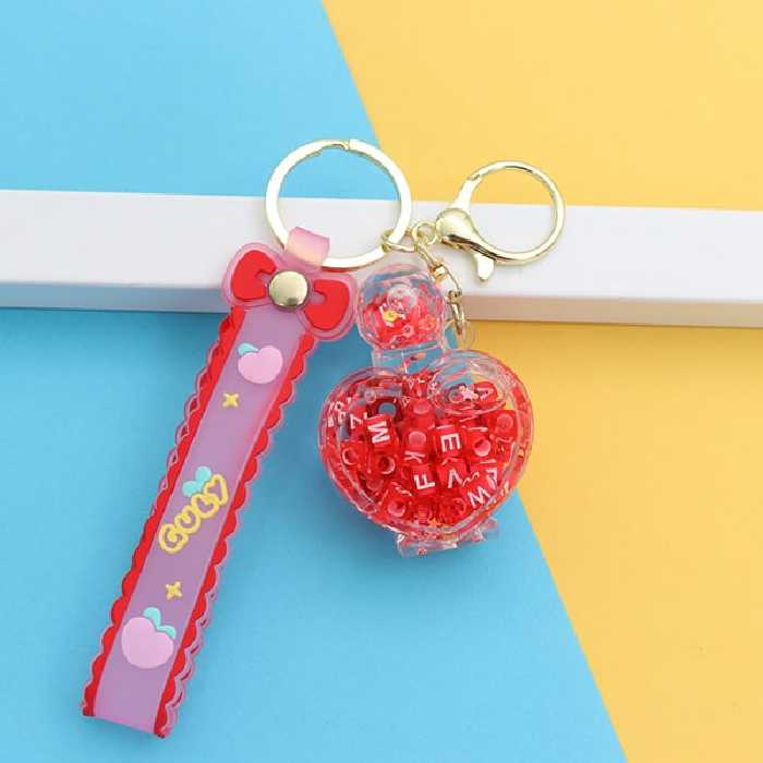 سرکلیدی شیشه ای آویز کیف آکواریومی شیشه عطر قلبی قرمز 33854