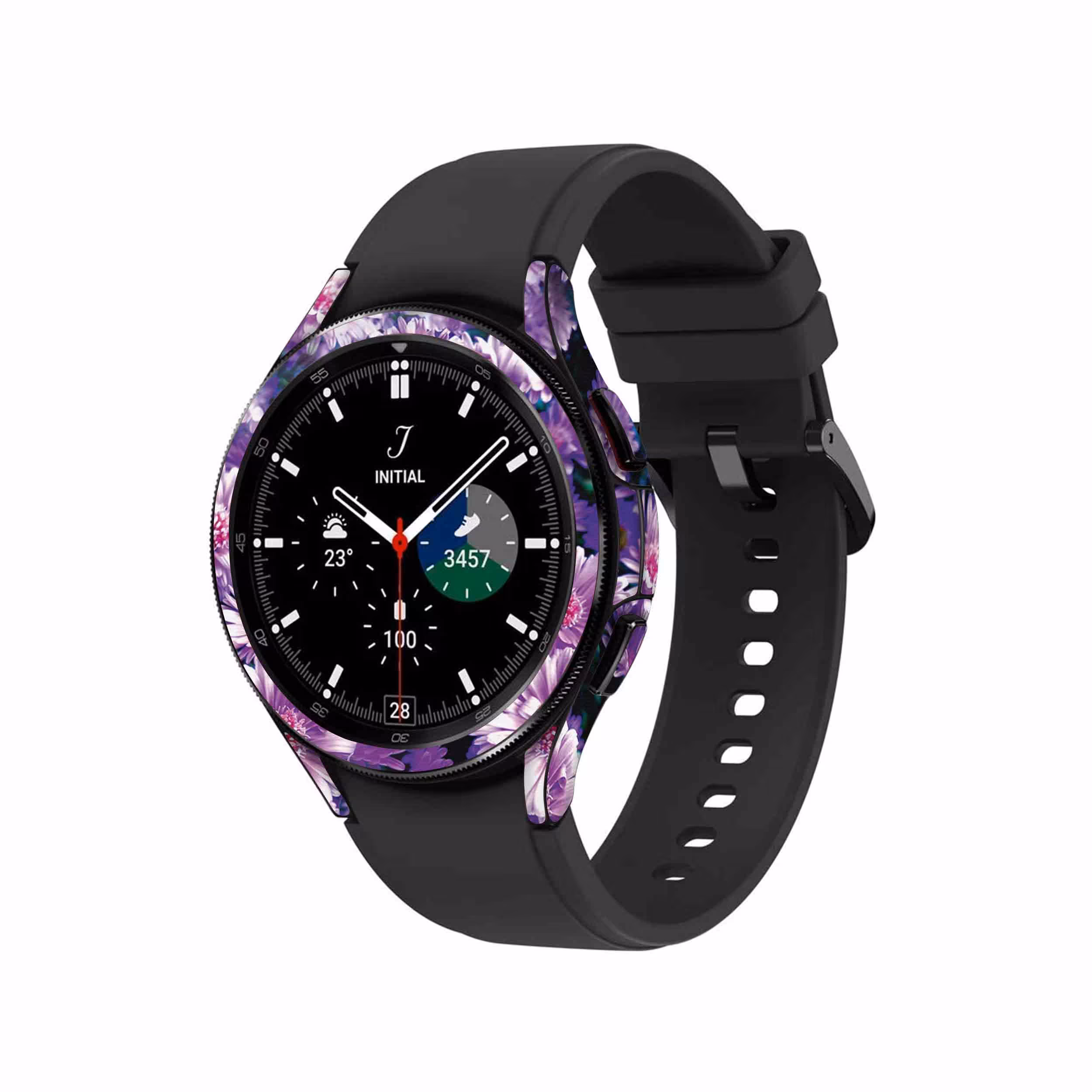 برچسب ماهوت طرح Purple Flower مناسب برای ساعت هوشمند سامسونگ Watch4 Classic 46mm