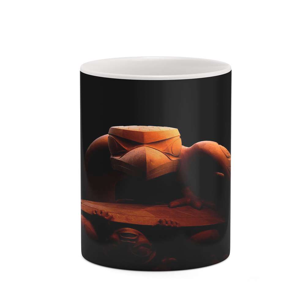 ماگ کاکتی طرح زمینه مشکی فانتزی مدل mgh19124