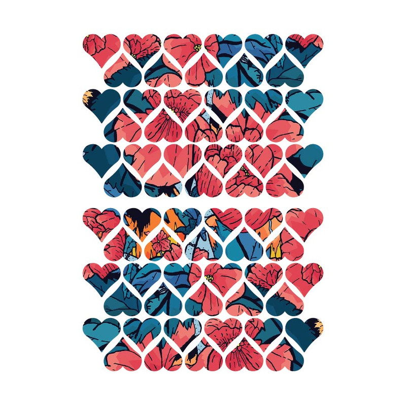 استیکر لپ تاپ و موبایل طرح قلب های رنگارنگ مجموعه 66 عددی