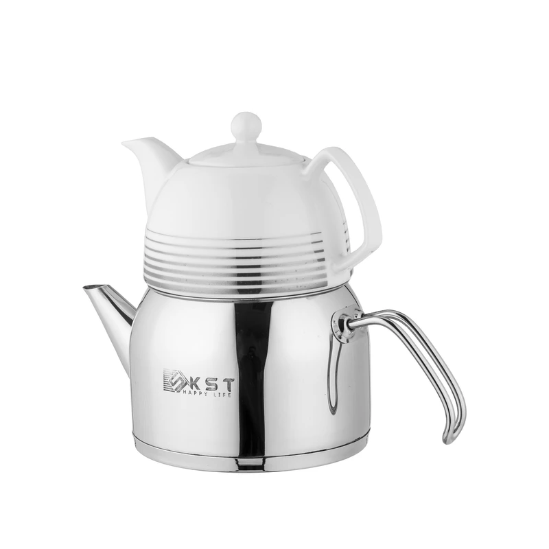 کتری و قوری کی اس تی لوله دار دسته استیل مدل 1080