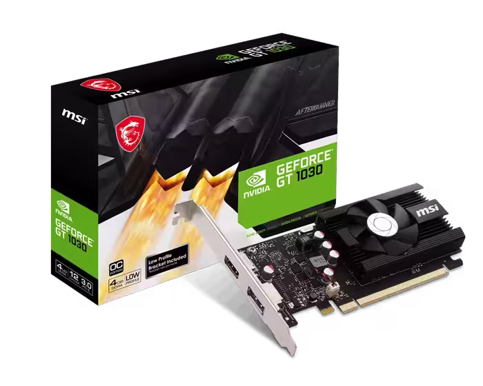 کارت گرافیک MSI GT 1030 4GD4 LP OC گیگ DDR4، کم‌مصرف، خروجی 4K