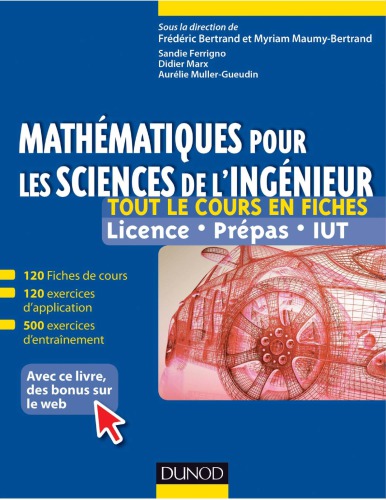 خرید و دانلود نسخه کامل کتاب Mathématiques pour les sciences de l'ingénieur : tout le cours en fiches : licence, prépas, IUT
