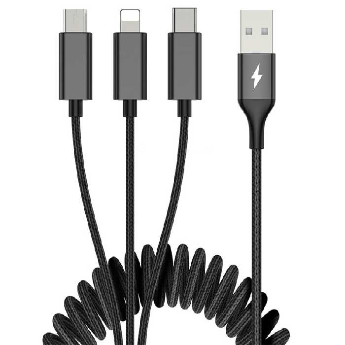 کابل سه سر راک مدل RCB0722 3in1 Metal Stretchable