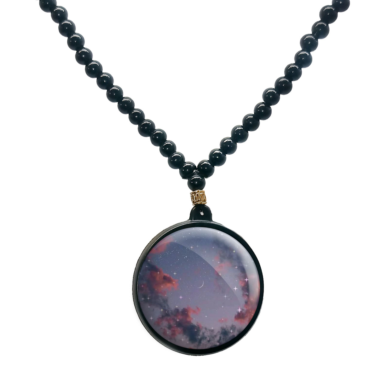 گردنبند پرمانه طرح ستاره و کهکشان کد pmd.25687 مدل دو طرفه