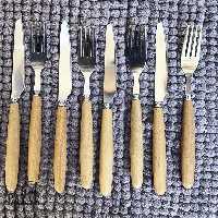 کارد و چنگال دسته چوبی (بامبو)