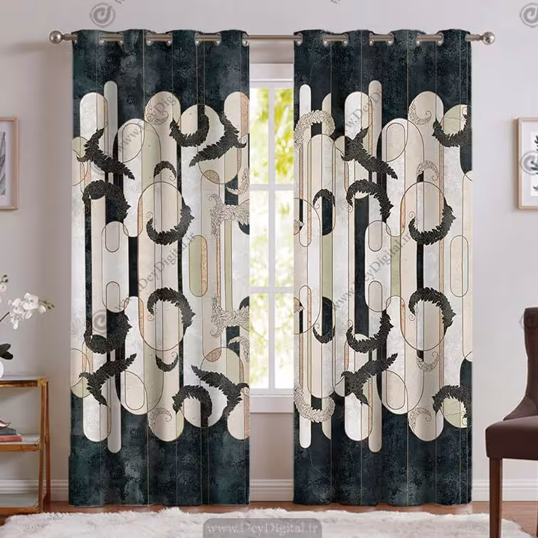 پرده پانچی هندسی شیک مدرن PK-4752