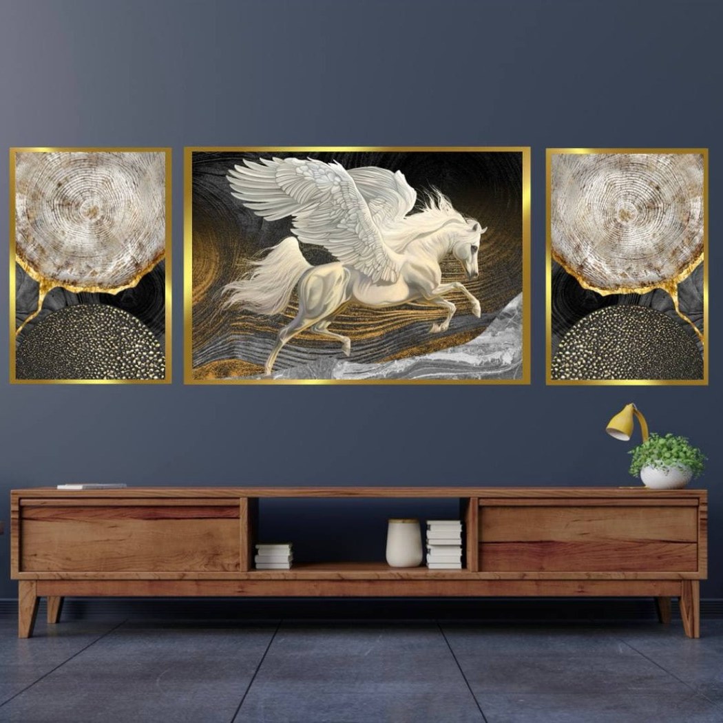 تابلو دکوراتیوطرح اسب دونده چاپ امولسیون بژ
