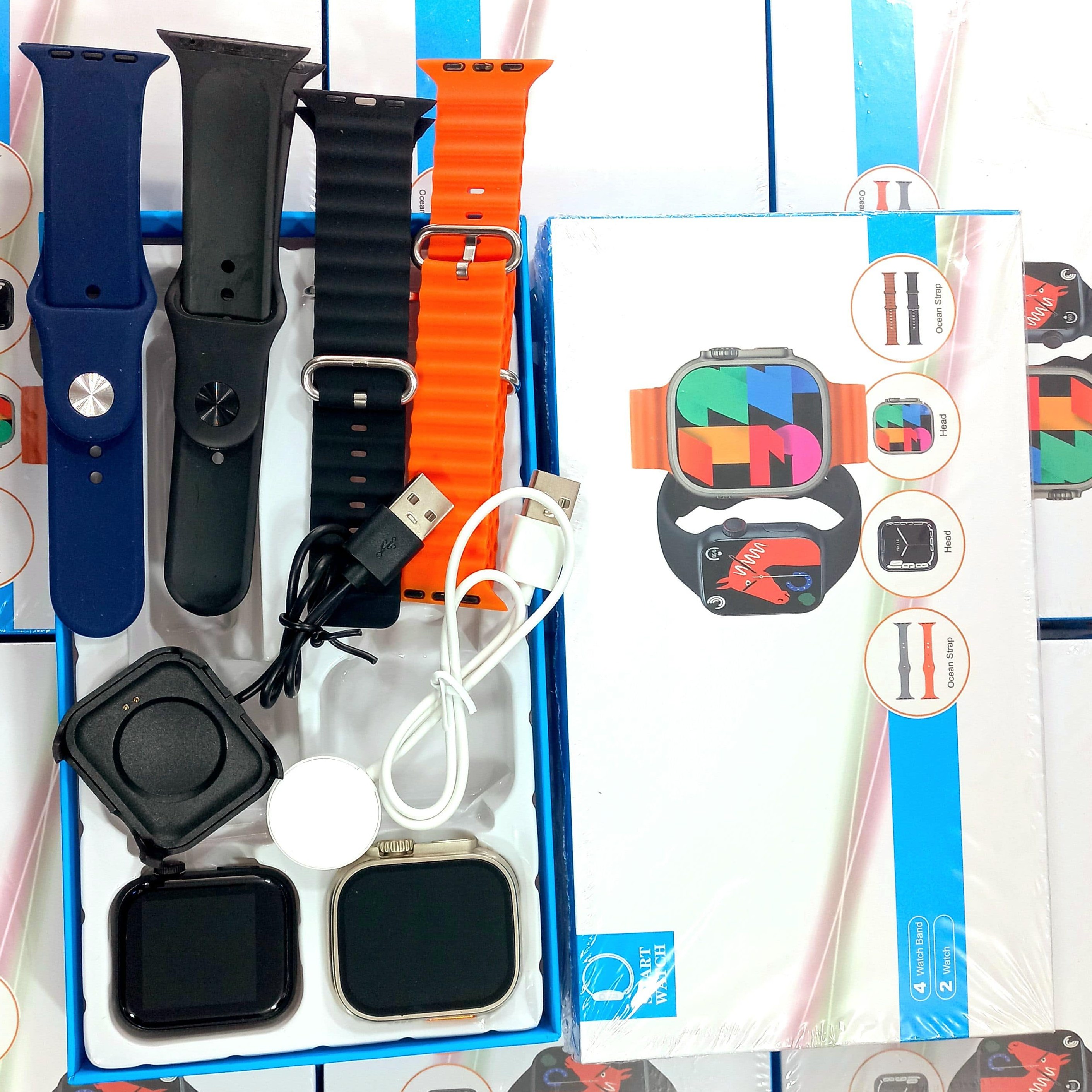 2 ساعت هوشمند در یک پک مدل TK100 ULTRA به همراه 4 بند