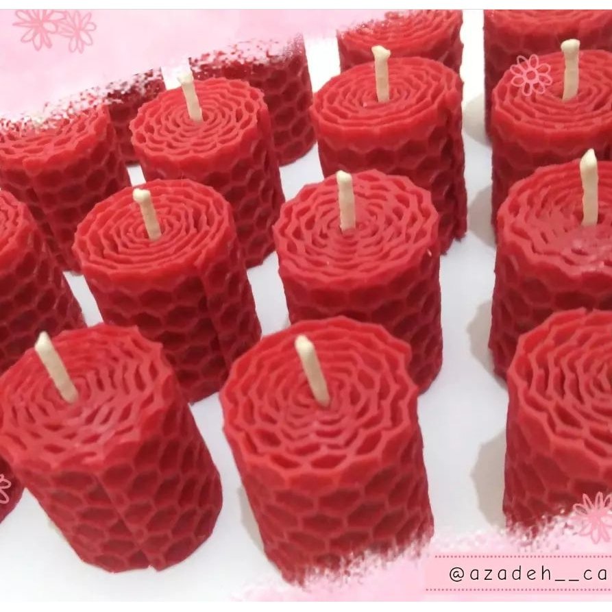 شمع موم عسل ارتفاع 3 قطر دو و نیم سانتی متر ، مدت سوخت نیم ساعت