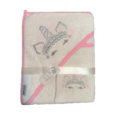 ست حوله نوزادی مادرکر مدل گلدوزی تک شاخ مجموعه 2 عددی