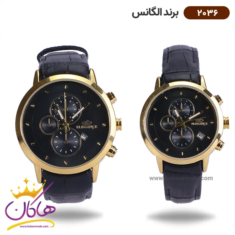 ساعت الگانس بند چرمی ست 2036
