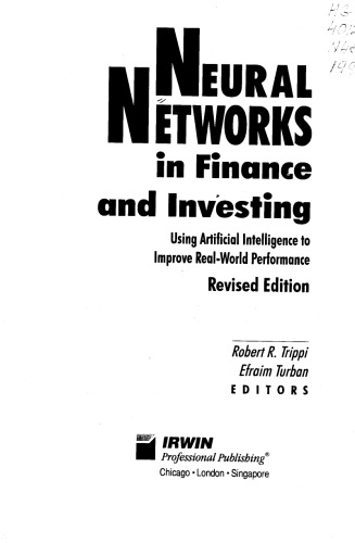 خرید و دانلود نسخه کامل کتاب Neural Networks Finance and Investment: Using Artificial Intelligence to Improve Real-World Performance
