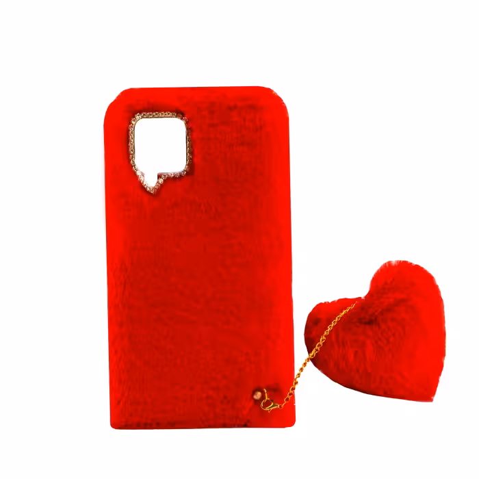  کاور طرح دخترانه مدل خزدار پشمالو مناسب برای گوشی موبایل سامسونگ Galaxy F22 به همراه آویز