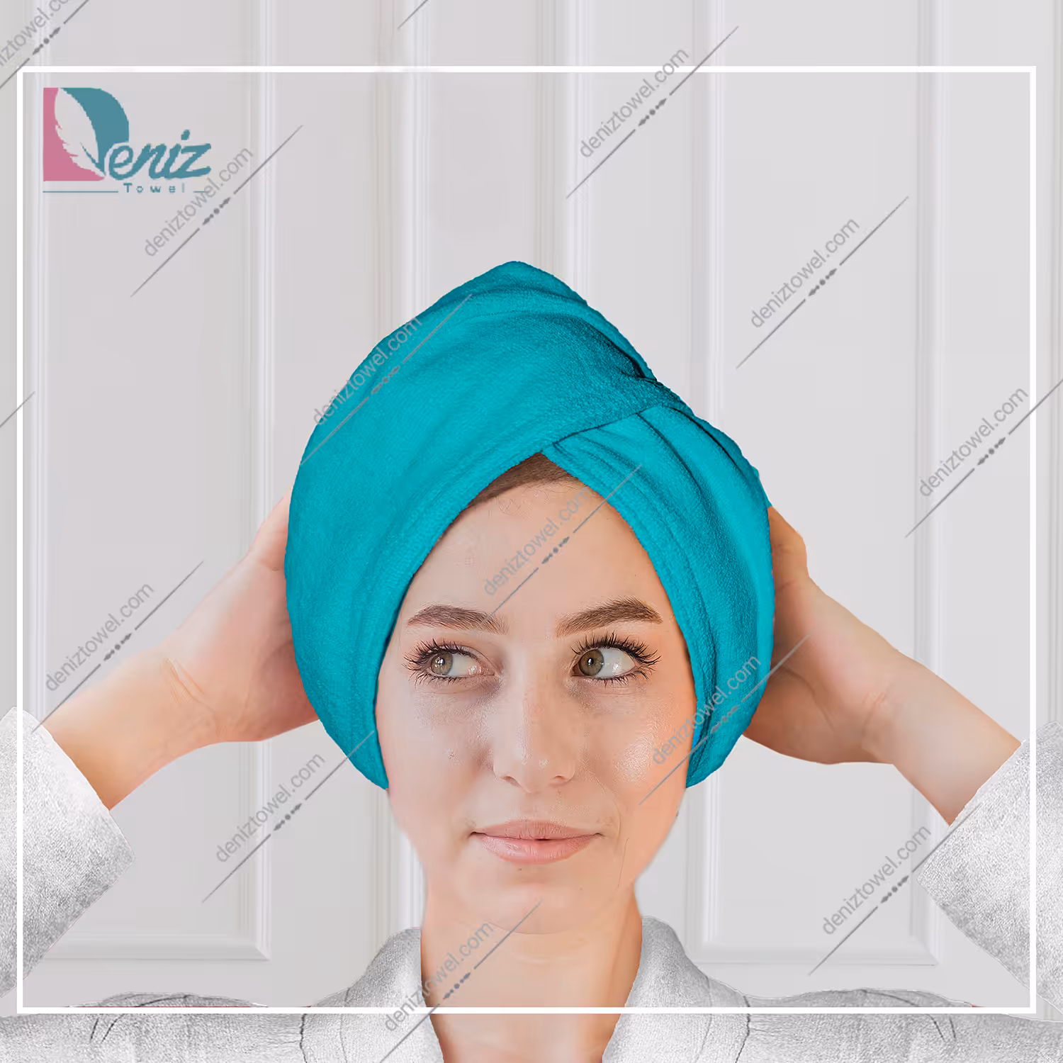 حوله سر طرح ساده مدل کلاه پیچ رنگ فیروزه ای