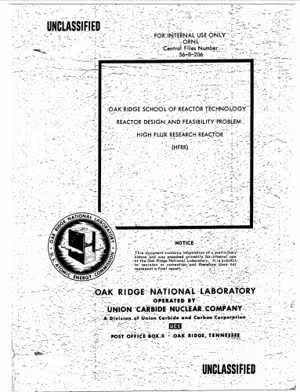 󾕇 دانلود کتاب Reactor Design, Feasability - High Flux Research Reactor, 1956 - دانلود کتاب های دانشگاهی