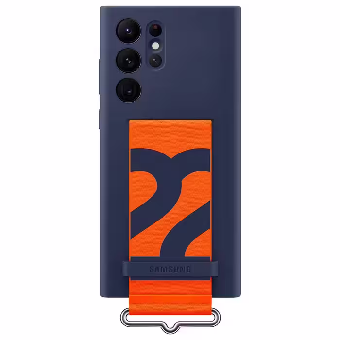 کاور سلیکونی با بند سامسونگ Galaxy S22 Ultra Silicone Cover with Strap