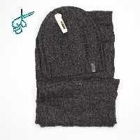 خرید شال و کلاه زمستانه بافت مارپیچی مارک Basic Elle ذغالی کد 2815880 - ردگل