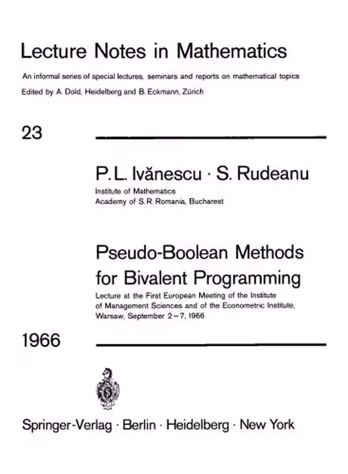 خرید و دانلود نسخه کامل کتاب Pseudo-Boolean Methods for Bivalent Programming
