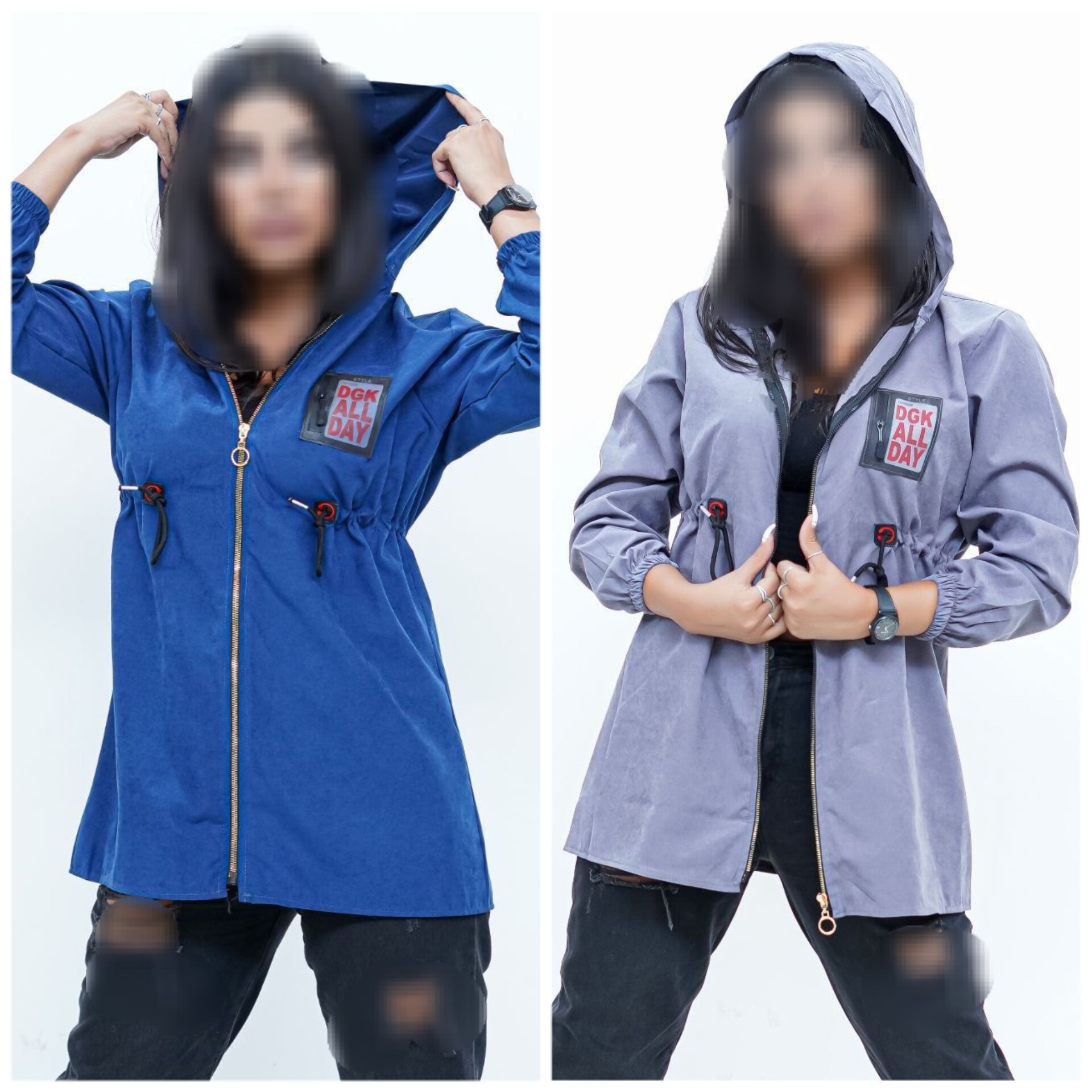 بارانی زنانه کمرگت کلاهدار 