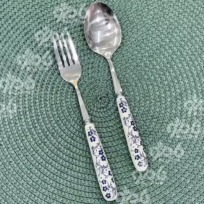 قاشق و چنگال سرامیکی گل آبی دنی هوم