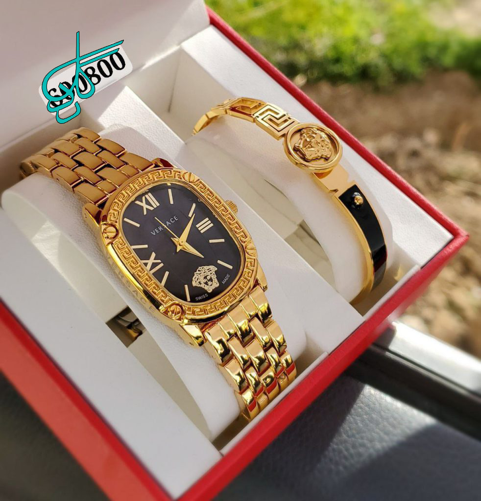 خرید ست ساعت و دستبند زنانه طرح ورساچ کیفیت عالی ویژه روز ولنتاین کیفیت عالی کد 1815346 - ردگل