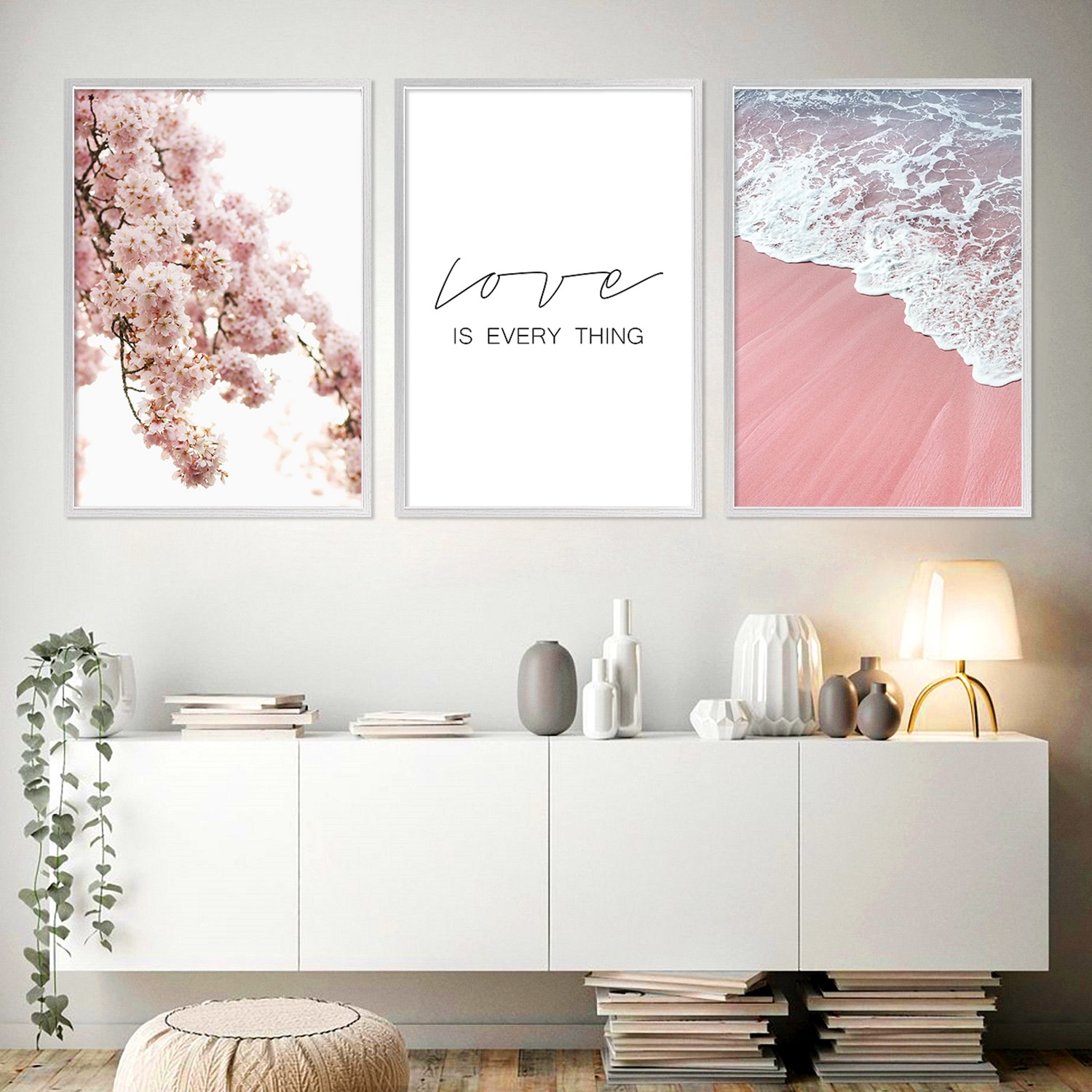 تابلو بکلیت طرح ساحل و شکوفه بهاری مدل 435 مجموعه 3 عددی