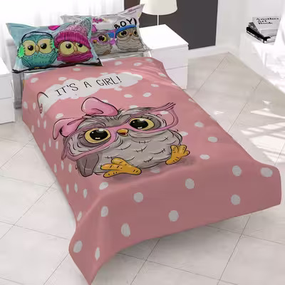 سرویس خواب مدل جغد Pink owl یکنفره 5 تکه