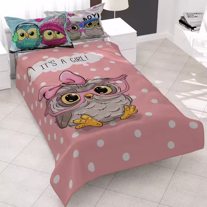 سرویس خواب مدل جغد Pink owl یکنفره 5 تکه