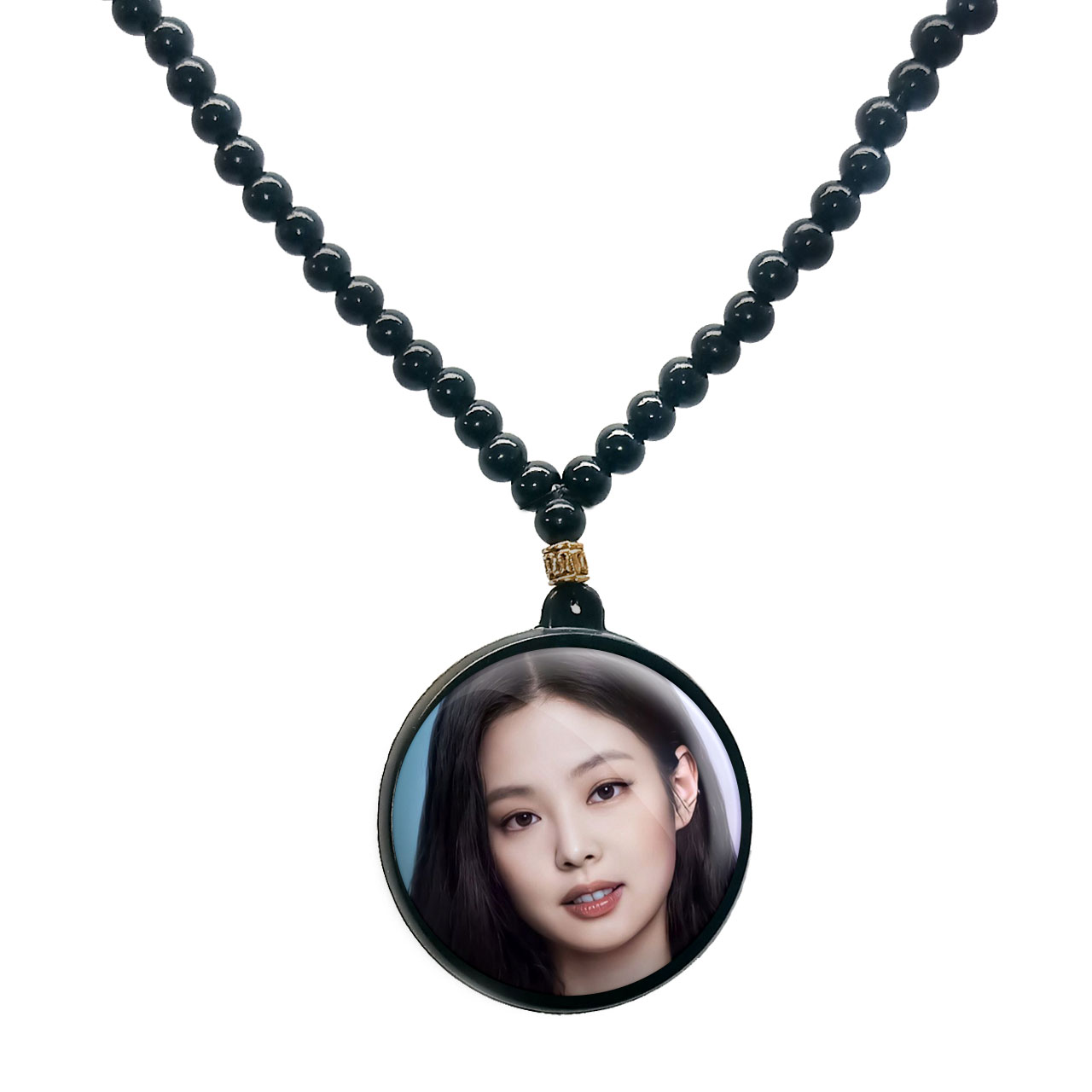 گردنبند پرمانه طرح بلک پینک کد pmd.17992 مدل دو طرفه