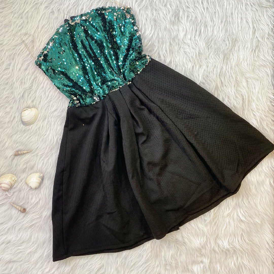 پیراهن عروسکی دکلته پولکی دورو زنانه دخترونه(قبل از سفارش موجودی گرفته شود)
