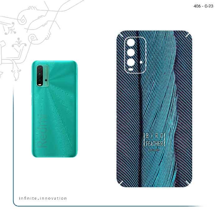 برچسب پوششی ماهوت مدل Turquoise feathers مناسب برای گوشی موبایل شیائومی Redmi 9T