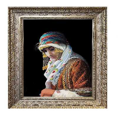 تابلو نقاشی رنگ روغن طرح دختر کرمانج کد VLZ067