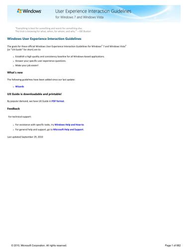 خرید و دانلود نسخه کامل کتاب Microsoft. Windows User Experience Interaction Guidelines