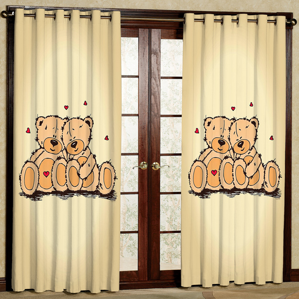 پرده مدل خرس قلبی هازان پانچی کد 1 سایز 280x140 سانتی متر