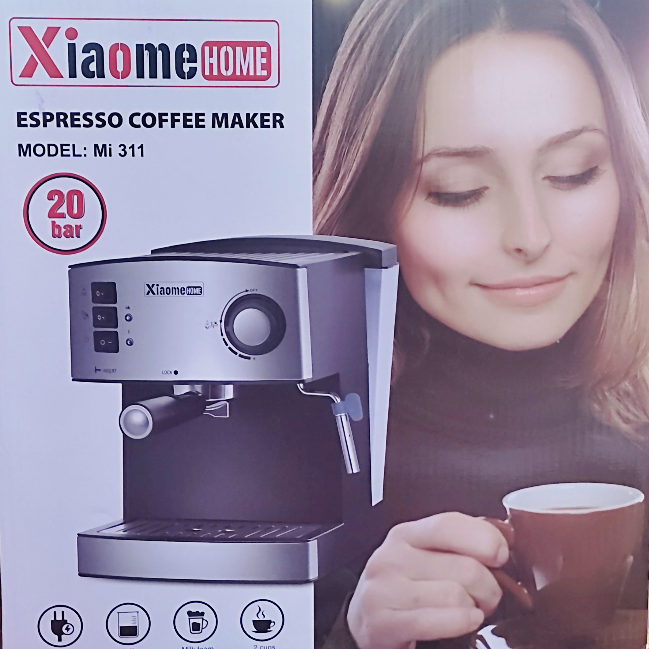 اسپرسو ساز (( گارانتی )) کاپاچینوساز مارک شیایومی Xiaome با فشار بخار 20 باز مشکی مدل 311