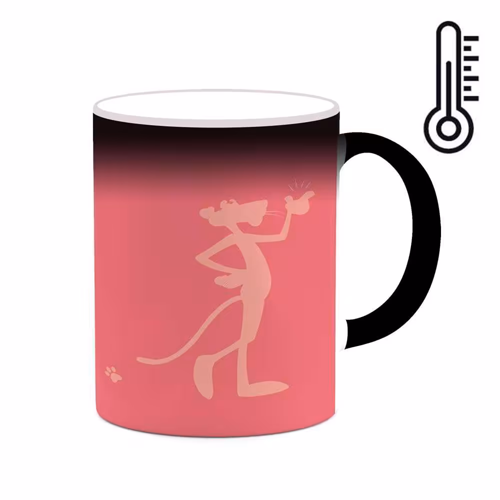 ماگ حرارتی کاکتی طرح کارتون پلنگ صورتی مدل mgh23504