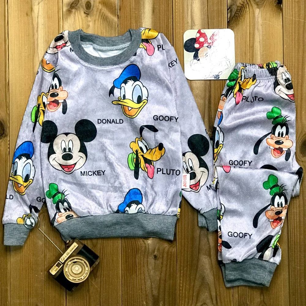 ست بلوز شلوار مخمل اسپرت پاییزی گوفی مناسب 2 تا 11 سال مخمل همیشه جذاب