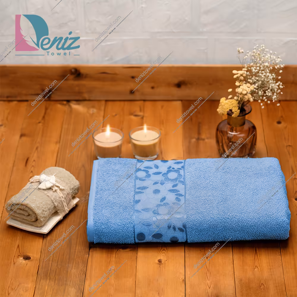 حوله دستی طرح سوپرایز رنگ آبی روشن
