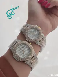 خرید ست ساعت زنانه و مردانه مارک امپاور رنگ ثابت فول نگین با کیفیت دارای رنگ بندی کد 2115664 - ردگل