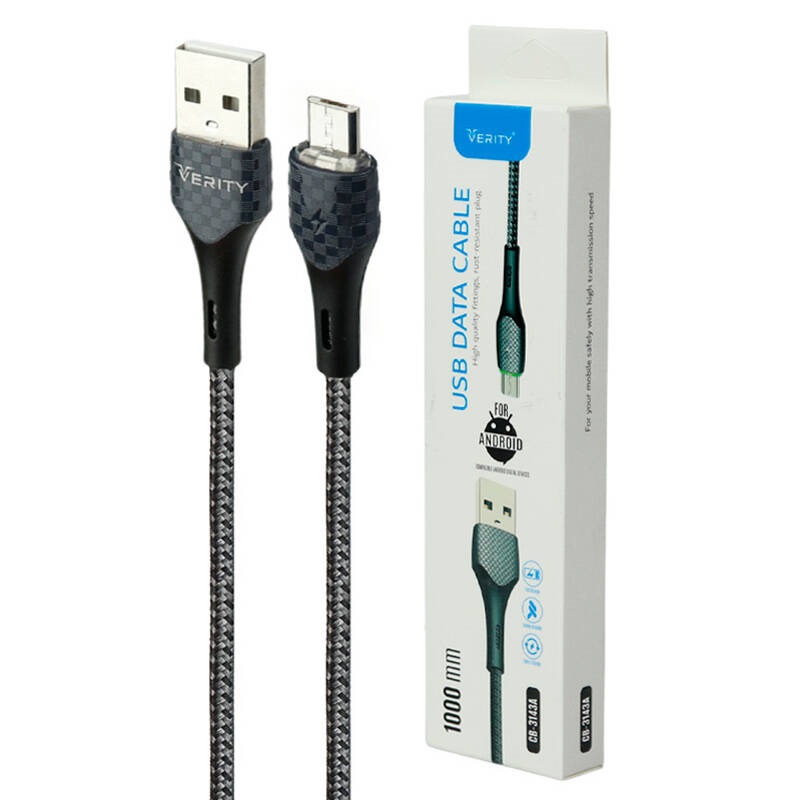 کابل میکرو یو اس بی فست شارژ Verity CB-3143 1m